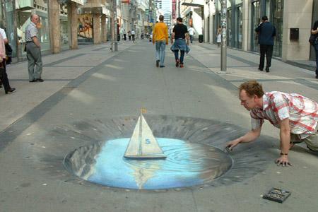 Amazing-3D-Sidewalk-Art-boat