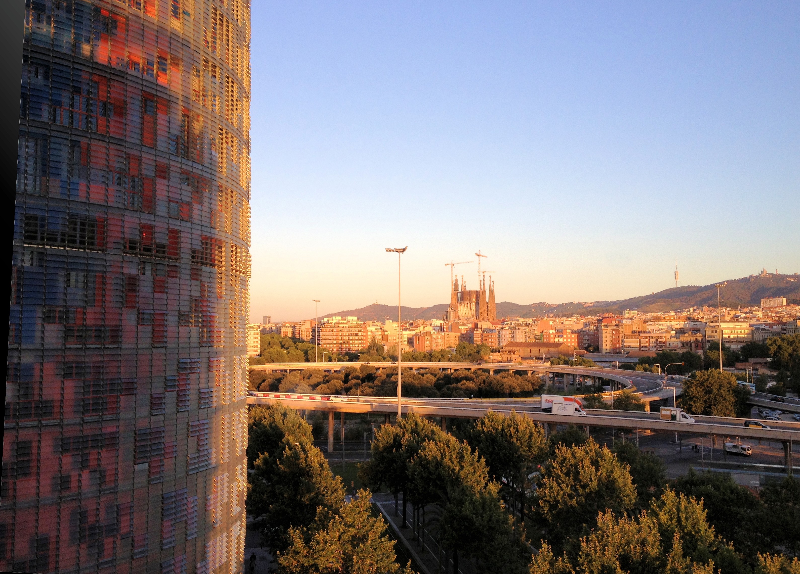 Admiring the Sagrada Familia from Silken Diagonal Hotel