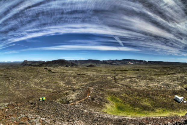 The view while climbing Thrihnukagigur volcano, Iceland